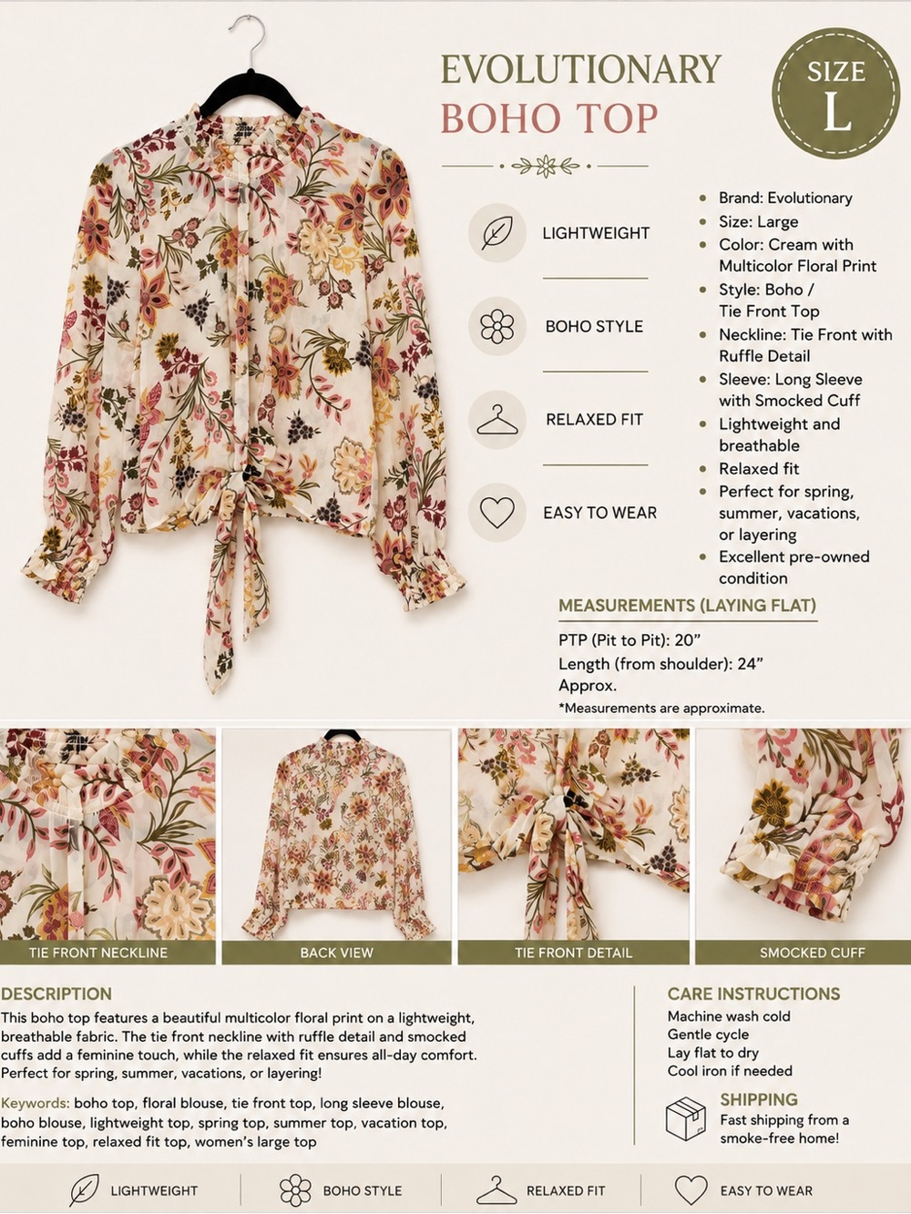 Evolutionary Large Boho Top